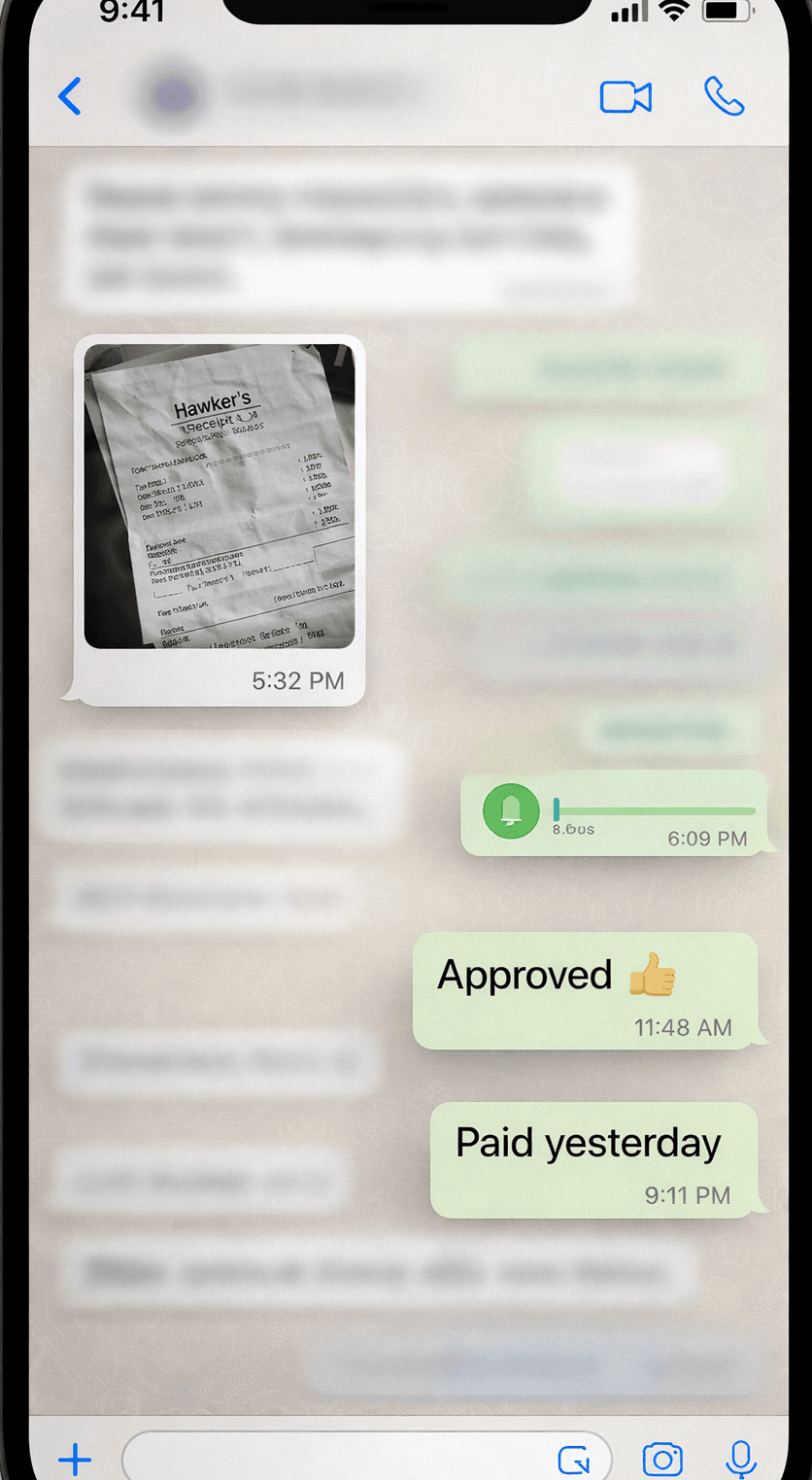 The chaos of manual expense management in WhatsApp